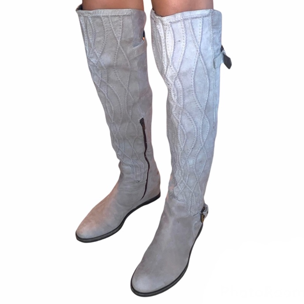 Napoleoni Knee-high Leather Hidden wedge Boots - Picture 1 of 8